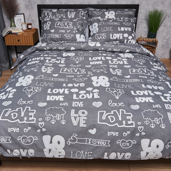 Фото - Комплект постельного белья Moon&Star Микросатин Premium Love Script 160х220 нав. 4х70х70 (MS-820007899)