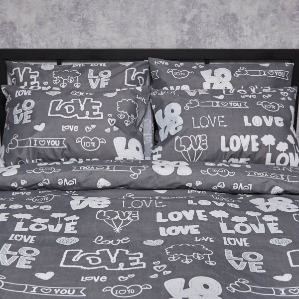 Фото - Комплект постельного белья Moon&Star Микросатин Premium Love Script 160х220 нав. 4х70х70 (MS-820007899)