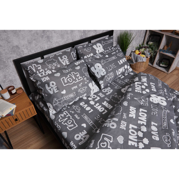 Фото - Комплект постельного белья Moon&Star Микросатин Premium Love Script 160х220 нав. 4х70х70 (MS-820007899)