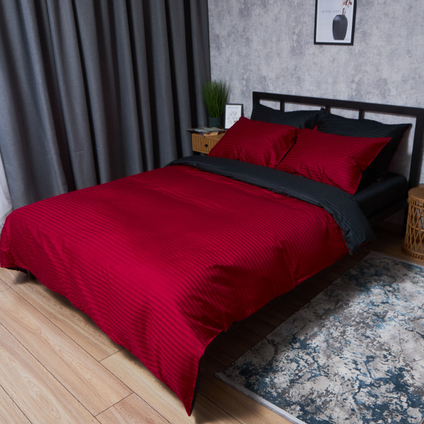 Фото - Комплект постельного белья Moon&Star Satin Stripe Dark Romance 143х210х2 нав. 2х40х60 (MS-820008565)