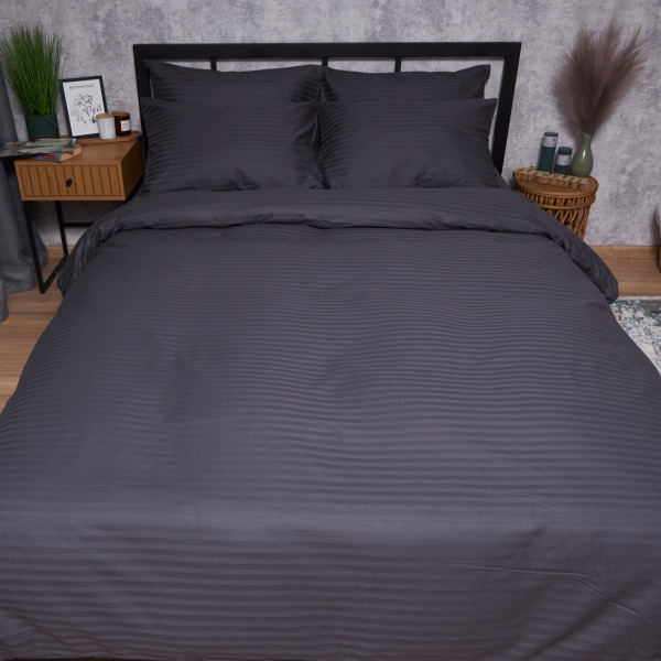 Фото - Комплект постельного белья Moon&Star Satin Stripe Dark Serenity 143х210х2 нав. 2х50х70 (MS-820008601)