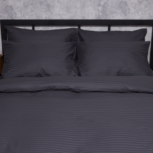 Фото - Комплект постельного белья Moon&Star Satin Stripe Dark Serenity 143х210х2 нав. 2х50х70 (MS-820008601)