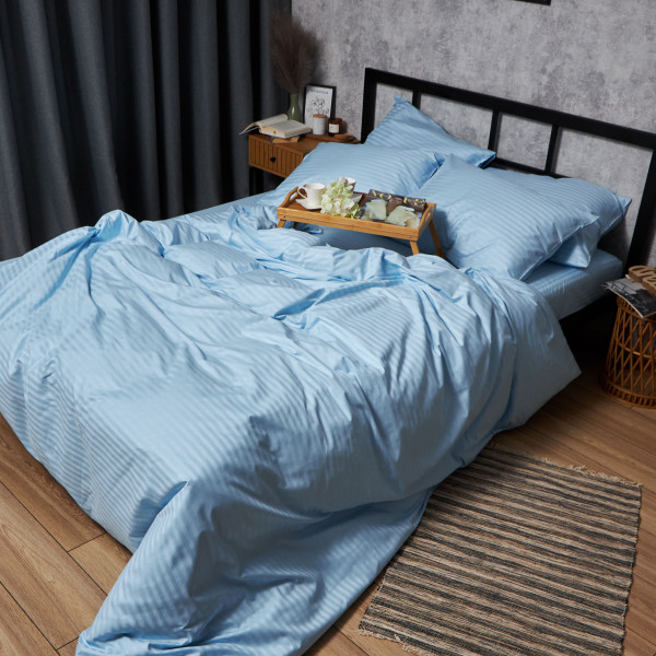 Фото - Комплект постельного белья Moon&Star Satin Stripe Ocean Calm 143х210 нав. 2х50х70 (MS-820008661)