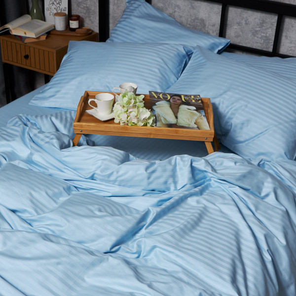 Фото - Комплект постельного белья Moon&Star Satin Stripe Ocean Calm 143х210 нав. 2х50х70 (MS-820008661)
