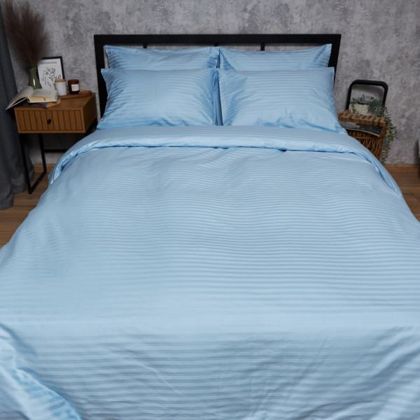 Фото - Комплект постельного белья Moon&Star Satin Stripe Ocean Calm 143х210 нав. 4х50х70 (MS-820008663)