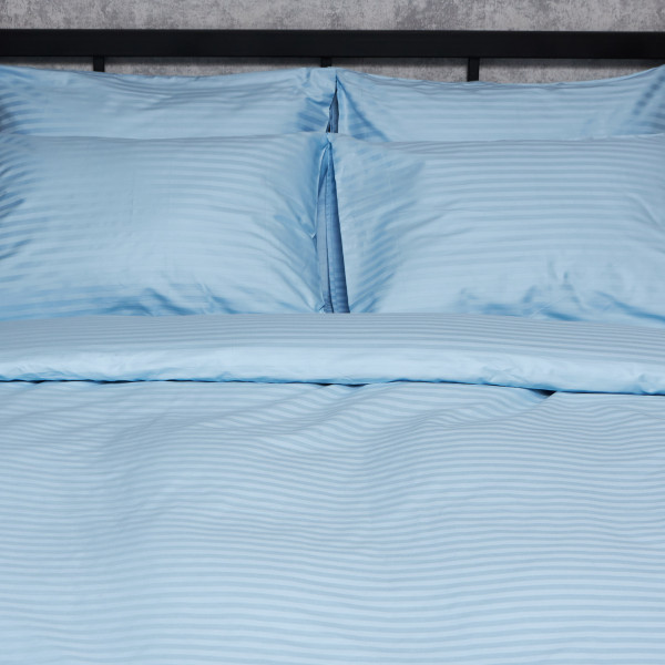 Фото - Комплект постельного белья Moon&Star Satin Stripe Ocean Calm 143х210 нав. 4х50х70 (MS-820008663)