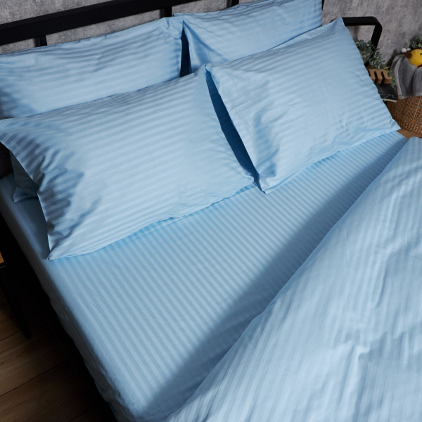 Фото - Комплект постельного белья Moon&Star Satin Stripe Ocean Calm 143х210 нав. 2х50х70 (MS-820008661)