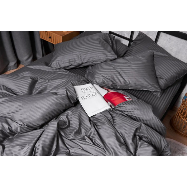 Фото - Комплект постельного белья детский Moon&Star Satin Stripe, Stripe Black 110х140 нав. 2х50х70 (MS-830000215)