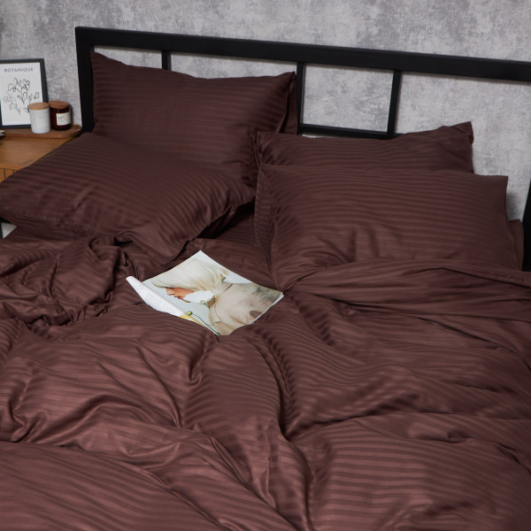 Фото - Комплект постельного белья Moon&Star Satin Stripe Warm Espresso 143х210х2 нав. 2х40х60 (MS-820008740)
