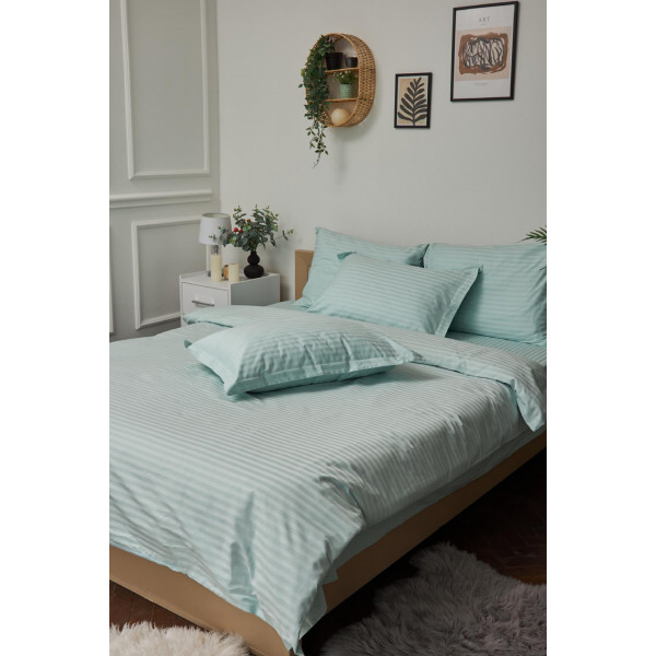 Фото - Комплект постельного белья Moon&Star 160х220х2 нав. 4х70х70 Stripe Mint Satin Stripe (MS-820000624)