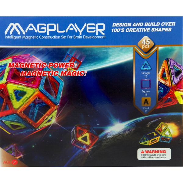 Фото - Магнитный конструктор MagPlayer 45 ед. (MPA-45)