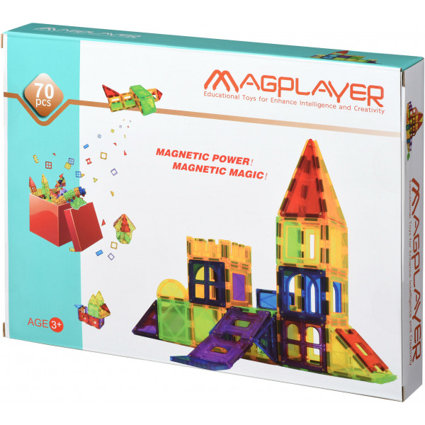Фото - Магнитный конструктор MagPlayer Плитки 70 эл. (MPL-70)