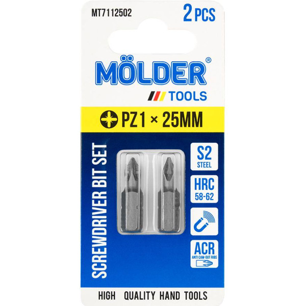 Фото - Набор бит для отвертки Molder PZ1x25 мм 2 шт. (MT7112502)
