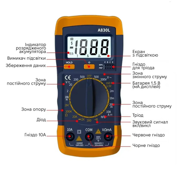 Фото - Измерительный прибор Kingsdun Мультиметр KS-A830L Blue