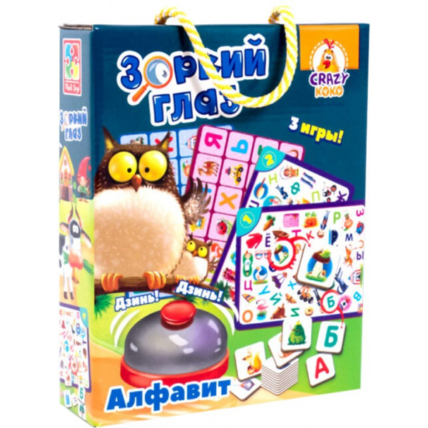 Фото - Настольная игра развивающая (5-7 лет) Vladi Toys со звонком "Зоркий глаз. Азбука" (рус) (VT8010-10)