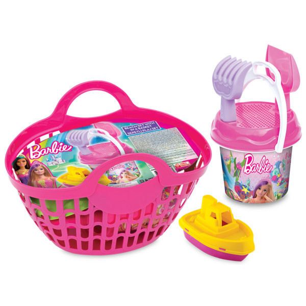 Фото - Набор для игры в песочнице dede в корзине Barbie (03470)