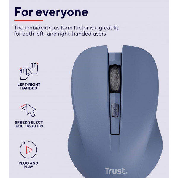 Фото - Уценка - Мышь беспроводная Trust MYDO SILENT WL Blue (25041)