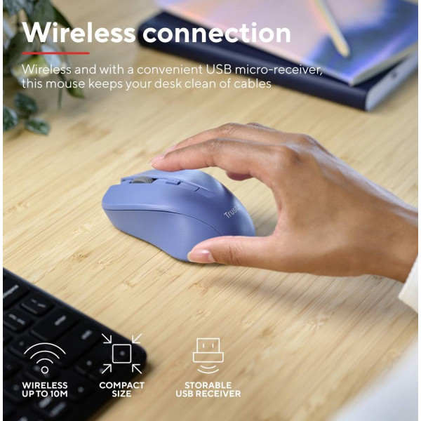 Фото - Уценка - Мышь беспроводная Trust MYDO SILENT WL Blue (25041)