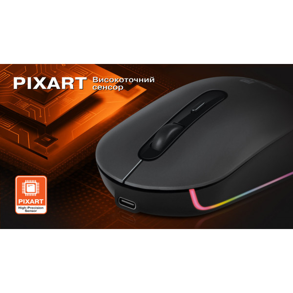 Фото - Мышь беспроводная REAL-EL RM-470W Dark Gray (EL123200049)