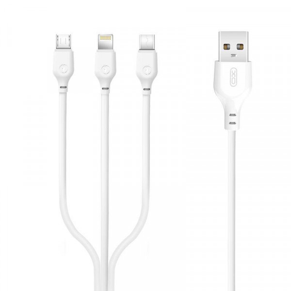 Фото - Кабель синхронизации данных XO 3in1 micro/type-C/lightning NB103 2.1A/1m White (NB103-3in1-1-WH)