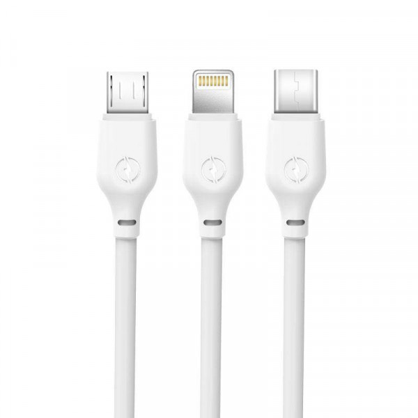 Фото - Кабель синхронизации данных XO 3in1 micro/type-C/lightning NB103 2.1A/1m White (NB103-3in1-1-WH)