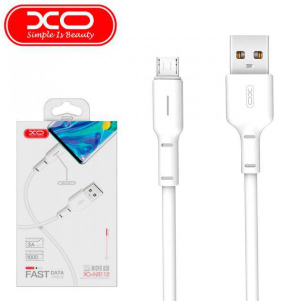 Фото - Кабель синхронизации данных XO NB112 3A Fast Charging USB Cable Micro 1 м White (NB112-M-WH)