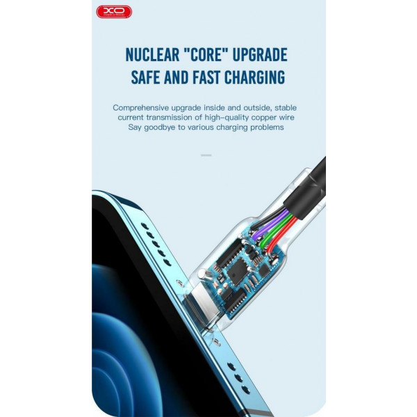 Фото - Кабель синхронизации данных XO Lightning NB208 Liquid Silicone 2.1A/1m Black (NB208-L-1-BK)