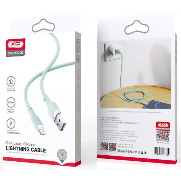 Фото - Кабель синхронизации данных XO Lightning NB208 Liquid Silicone 2.1A/1m Green (NB208-L-1-GR)