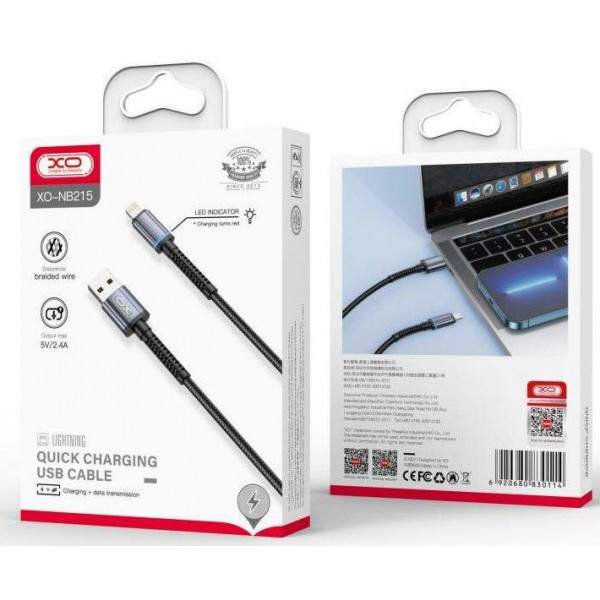 Фото - Кабель синхронизации данных XO USB A - Lightning 2.4A (NB215)