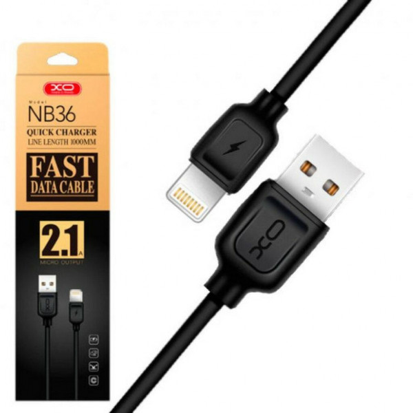 Фото - Кабель синхронизации данных XO Lightning NB36 2.1A/1m Black (NB36-L-1-BK)
