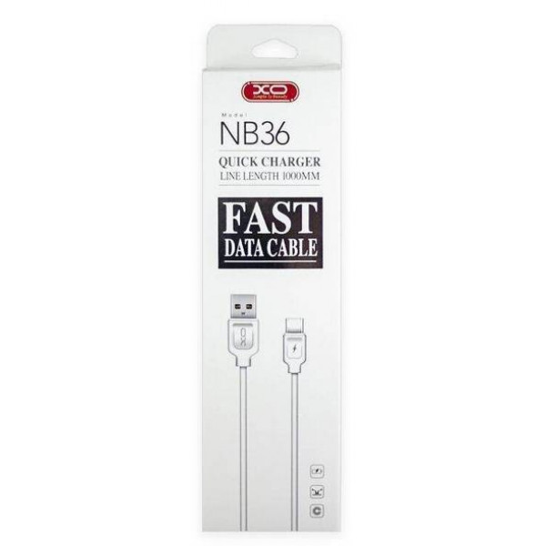 Фото - Кабель синхронизации данных XO Type-C NB36 2.1A/1m White (NB36-TC-1-WH)