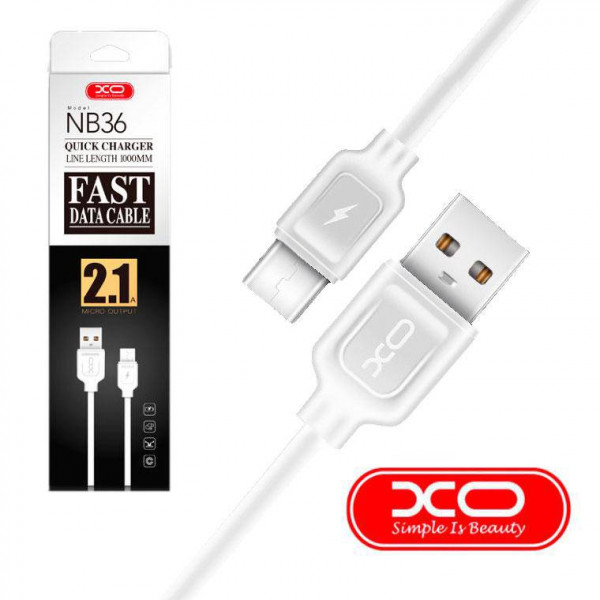 Фото - Кабель синхронизации данных XO Type-C NB36 2.1A/1m White (NB36-TC-1-WH)