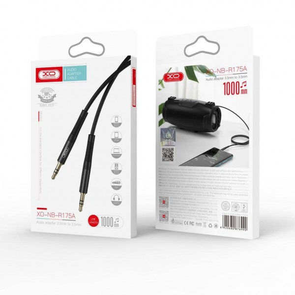 Фото - Кабель 3.5 мм - 3.5 мм XO NBR175A 1m Audio Cable Black (NBR175A-BK)
