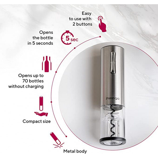 Фото - Штопор Prestigio Nemi Smart Wine Opener Silver (PWO103SL_EN)