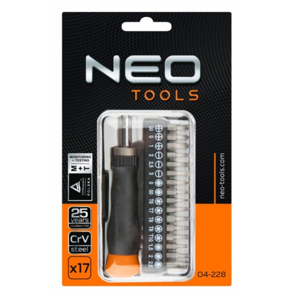 Фото - Набор бит для отвертки Neo Tools 04-228 17 шт. с держателем