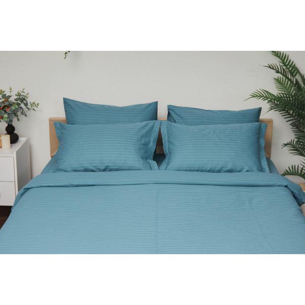 Фото - Комплект постельного белья Moon&Star 160х220х2 нав. 4х70х70 Stripe Green Satin Stripe (MS-820000589)