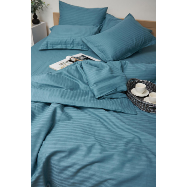 Фото - Комплект постельного белья Moon&Star 160х220х2 нав. 4х70х70 Stripe Green Satin Stripe (MS-820000589)