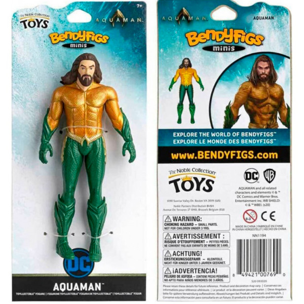 Фото - Коллекционная фигурка Noble Collection DC COMICS Aquaman Justice League Mini Bendyfig 13 см (NN1194)