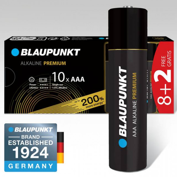 Фото - Батарейка тип AAA Blaupunkt Alkaline Premium AAA pack 10 pcs (8+2) (LR03BPR/10CB 8+2)