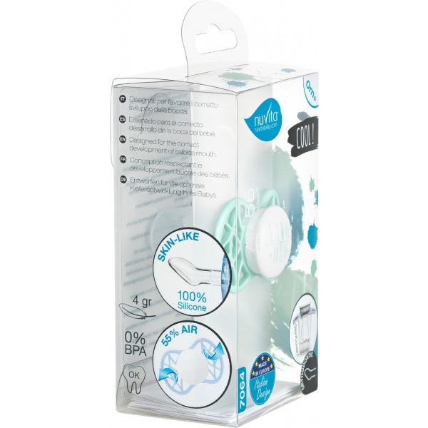Фото - Ортодонтическая пустышка Nuvita Air55 Cool 0m+ ''I Love Mum'' Мятный (NV7064SG)