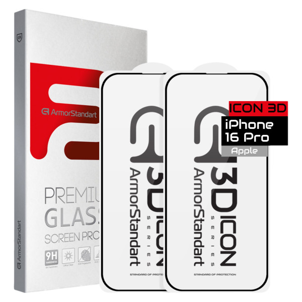 Фото - Защитное стекло для смартфона Armorstandart Icon 3D for iPhone 16 Pro Black 2 шт. (ARM83513) Фото - Защитное стекло для смартфона Armorstandart Icon 3D for iPhone 16 Pro Black 2 шт. (ARM83513)