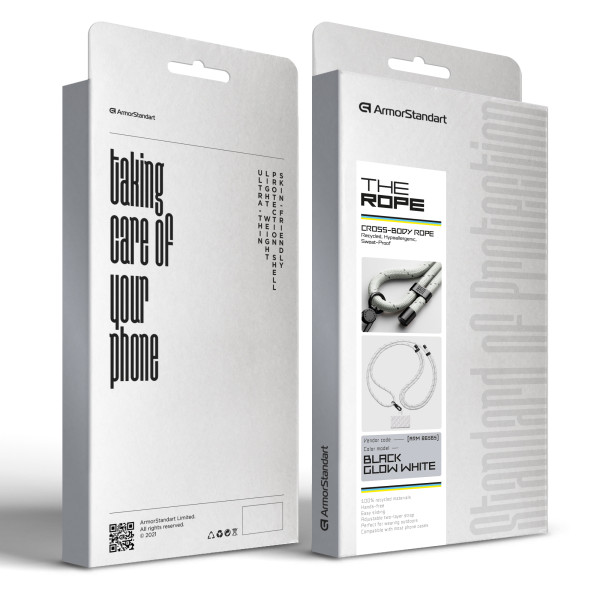 Фото - Ремешок для смартфона Armorstandart Rope Black GlowWhite with Clear holder (ARM86565)