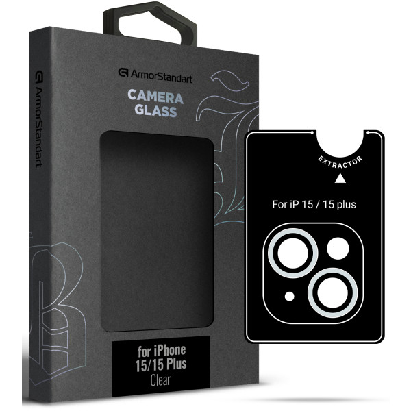Фото - Защитное стекло для смартфона Armorstandart для камеры Supreme Black Icon for iPhone 15/15 Plus Clear (ARM76599)