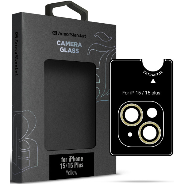 Фото - Защитное стекло для смартфона Armorstandart для камеры Supreme Black Icon for iPhone 15/15 Plus Yellow (ARM76587) Фото - Защитное стекло для смартфона Armorstandart для камеры Supreme Black Icon for iPhone 15/15 Plus Yellow (ARM76587)