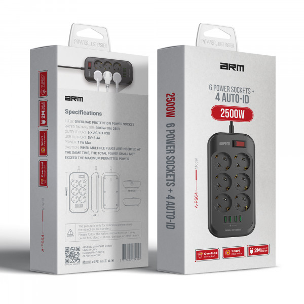 Фото - Сетевой фильтр Armorstandart A-PS64 2m Black (ARM70435)