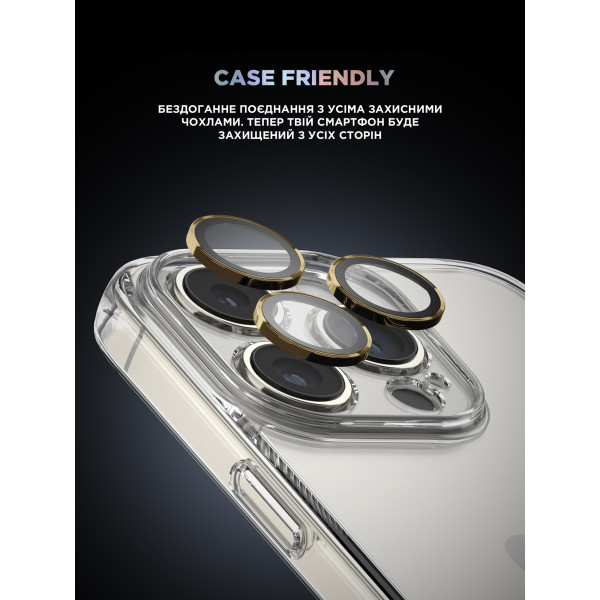 Фото - Защитное стекло для смартфона Armorstandart для камеры Supreme Black Icon for iPhone 14 Pro/14 Pro Max Gold (ARM76598)