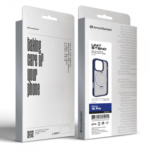 Фото - Чехол для смартфона Armorstandart Unit Stand for Apple iPhone 16 Pro Dark Blue (ARM78734)