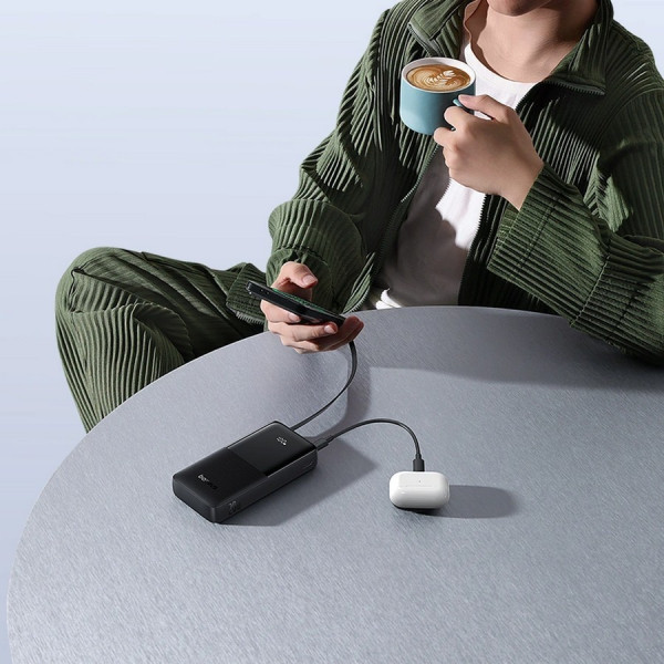 Фото - Батарея мобильная Baseus Bipow 2 Digital Display 10000mAh 20W with Built-in USB-C Black (P10077101113-00)
