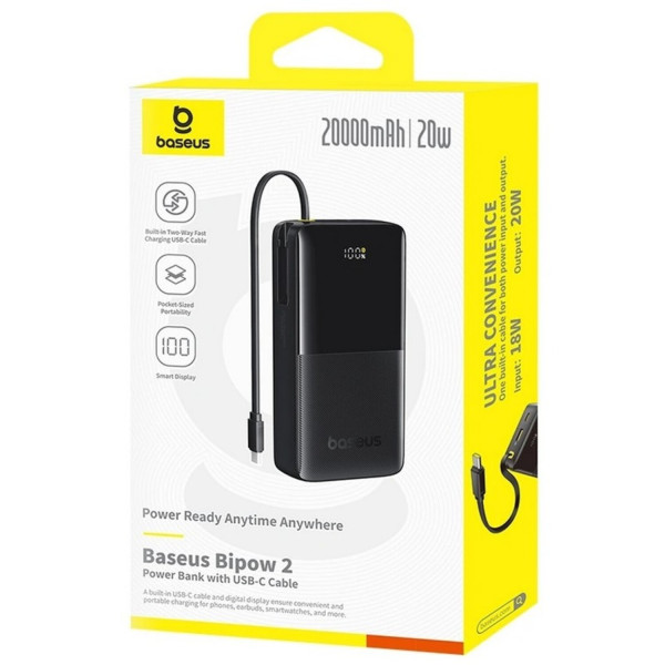 Фото - Батарея мобильная Baseus  Bipow 2 Digital Display 20W 20000mAh black (P10077101113-01)