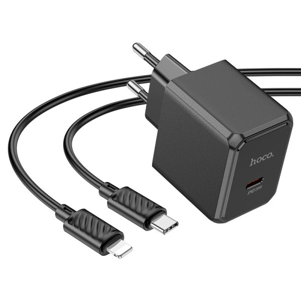 Фото - Сетевое зарядное устройство HOCO CS13A PD20W charger set(C to iP) Black (6942007603829)